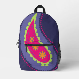 Paars en Roze Paisley Bedrukte Rugzak