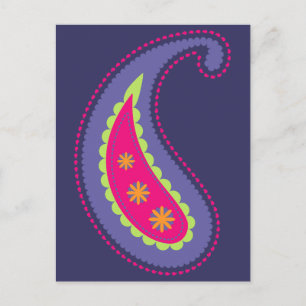 Paars en Roze Paisley Briefkaart