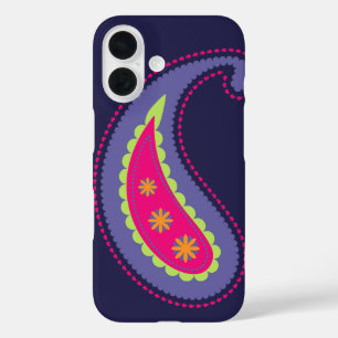 Paars en Roze Paisley iPhone 16 Hoesje