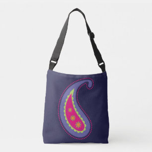 Paars en Roze Paisley Crossbody Tas