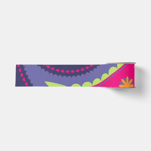 Paars en Roze Paisley Grosgrain Lint (Voorkant)