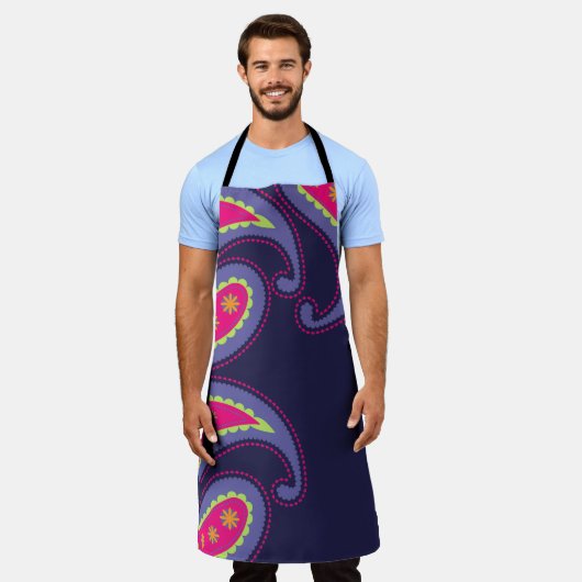Paars en Roze Paisley Schort (Gedragen)