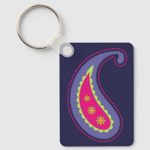 Paars en Roze Paisley Sleutelhanger