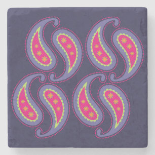 Paars en Roze Paisley Stenen Onderzetter