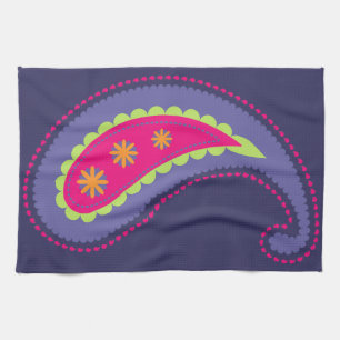 Paars en Roze Paisley Theedoek