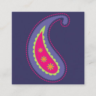 Paars en Roze Paisley Vierkante Visitekaartje