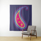 Paars en Roze Paisley Wandkleed (In situ)
