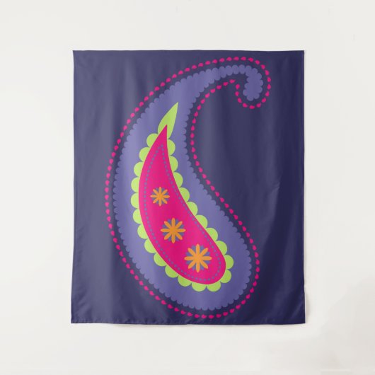 Paars en Roze Paisley Wandkleed (Voorkant)