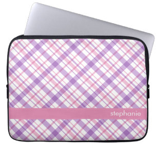 Paars en roze patroon laptop sleeve