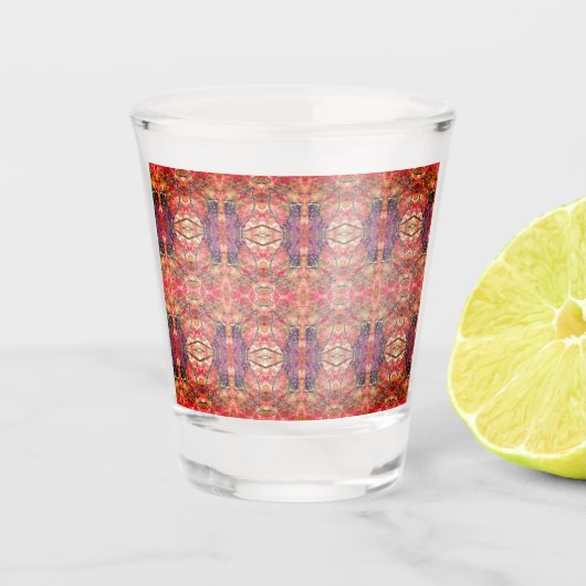 Paars en roze patroon shot glas (Voorkant)