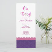 Paars en Roze Pattern Girl Baby shower V21 Kaart (Staand voorkant)