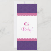 Paars en Roze Pattern Girl Baby shower V21 Kaart (Achterkant)