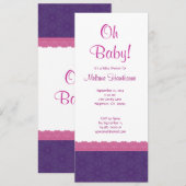 Paars en Roze Pattern Girl Baby shower V21 Kaart (Voorkant / Achterkant)