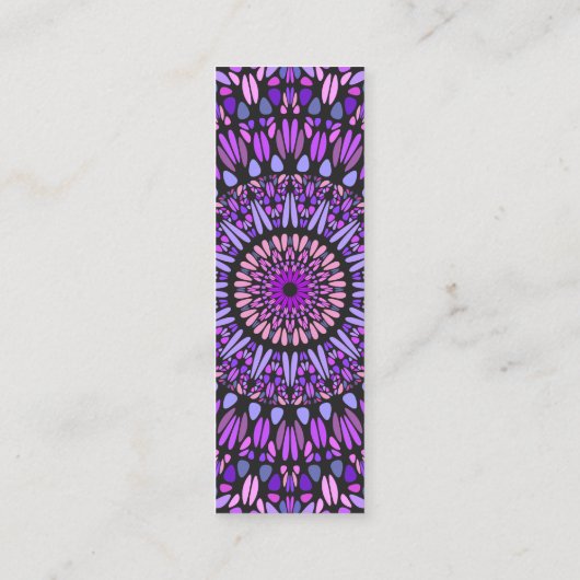 Paars en Roze Petal Mandala Mini Visitekaartje (Achterkant)