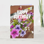  Paars en Roze Petunias Garden Birthday Kaart (Voorkant)