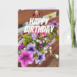  Paars en Roze Petunias Garden Birthday Kaart