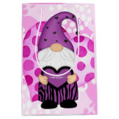 Paars en roze pokstip Valentijn Gnome Medium Cadeauzakje (Voorkant)