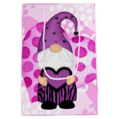 Paars en roze pokstip Valentijn Gnome Medium Cadeauzakje (Achterkant)