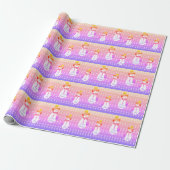 Paars en roze Snowman Cadeaupapier (Uitgerold)