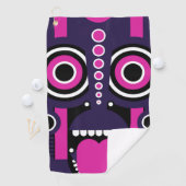 Paars en roze Tiki-masker Golfhanddoek (Insitu)