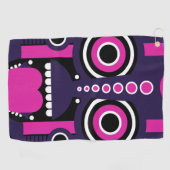 Paars en roze Tiki-masker Golfhanddoek (Horizontaal)