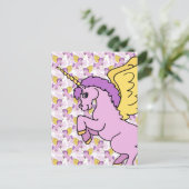 Paars en Roze Unicorn Design Briefkaart (Staand voorkant)