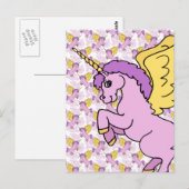 Paars en Roze Unicorn Design Briefkaart (Voorkant / Achterkant)