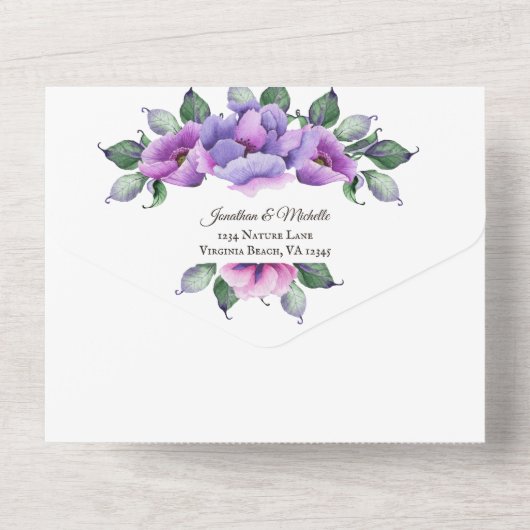 Paars en roze Ventilator All In One Uitnodiging (Achterkant)