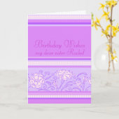 Paars en roze verjaardagskaart voor anjerbloem kaart (Gele Bloem)
