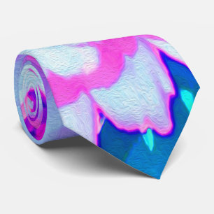  Paars en Roze Zinnia in de zomertuin Stropdas