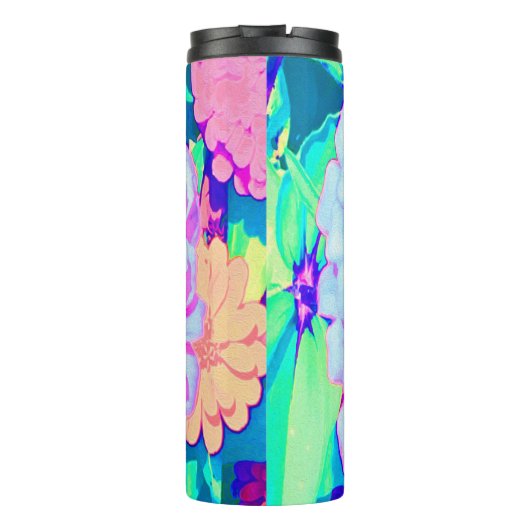  Paars en Roze Zinnia in de zomertuin Thermosbeker (Achterkant)