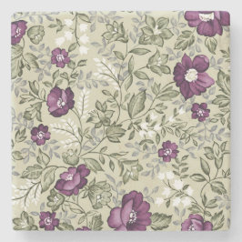 Paars en Sage Green Leaf Pattern  Land Stenen Onderzetter
