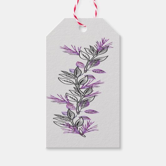 Paars en Siler Sprig Gift label Cadeaulabel (Voorkant)