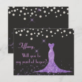 Paars en Silver... ben je mijn Maid of Honor? Kaart (Voorkant / Achterkant)