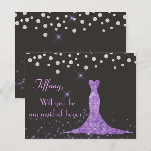 Paars en Silver... ben je mijn Maid of Honor? Kaart (Voorkant / Achterkant)