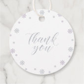 Paars en Silver Winter Wonderland Baby shower Bedankjes Labels (Achterkant)