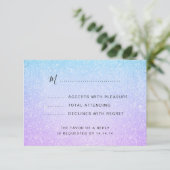 Paars en Turquoise Bat Mitzvah Faux Glitter RSVP (Staand voorkant)