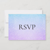 Paars en Turquoise Bat Mitzvah Faux Glitter RSVP (Achterkant)