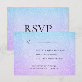 Paars en Turquoise Bat Mitzvah Faux Glitter RSVP (Voorkant / Achterkant)