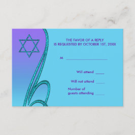 Paars en turquoise Bat Mitzvah RSVP Kaartje