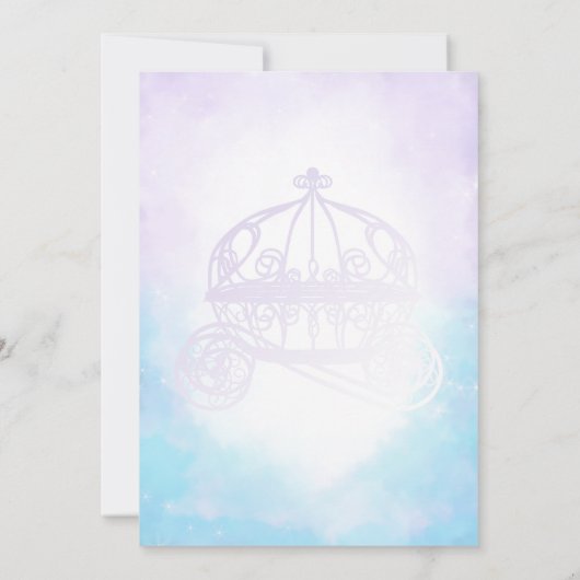 Paars- en Turquoise Carriage Quinceañera Kaart (Achterkant)
