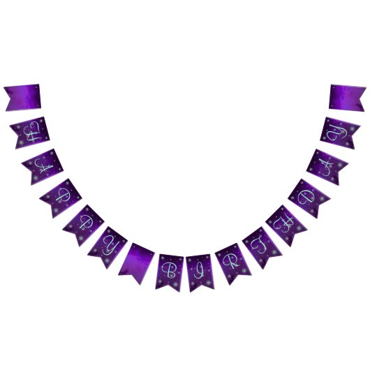 Paars en Turquoise Fairy Birthday Vlaggetjes (Alle)