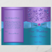 Paars en Turquoise Floral Wedding Programme (Voorkant)