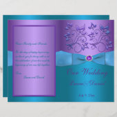 Paars en Turquoise Floral Wedding Programme (Voorkant / Achterkant)