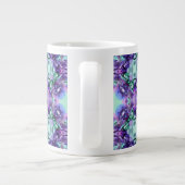 Paars en Turquoise Hippy Fractal Pattern Grote Koffiekop (Achterkant)