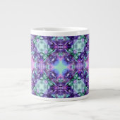 Paars en Turquoise Hippy Fractal Pattern Grote Koffiekop (Voorkant)