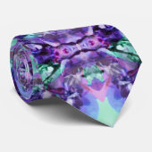 Paars en Turquoise Hippy Fractal Pattern Stropdas (Opgerold)