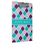 Paars en Turquoise Lattice Pattern met naam Klembord (Rechts)