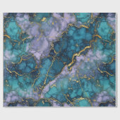 Paars en Turquoise Marmer Inpakpapier (Vlak)