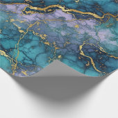 Paars en Turquoise Marmer Inpakpapier (Hoek)